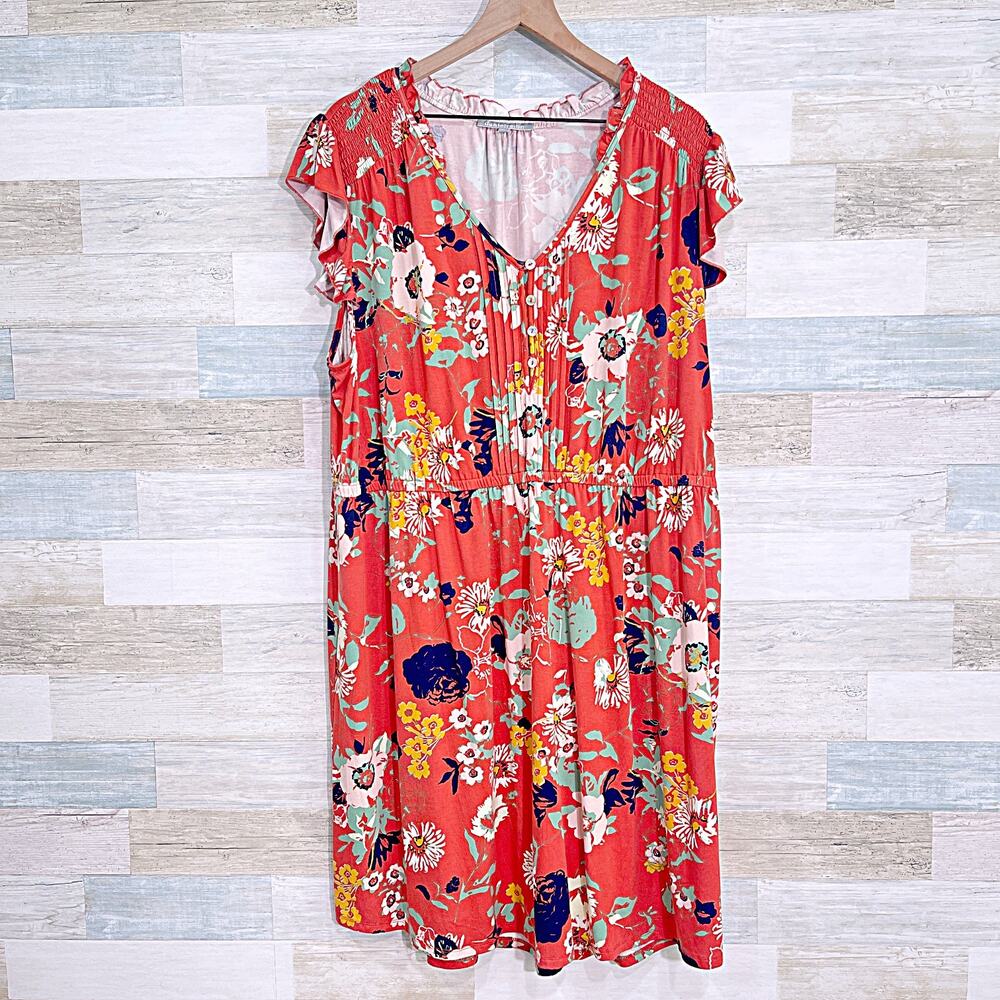 Daniel Rainn Coral Floral Midi Dress